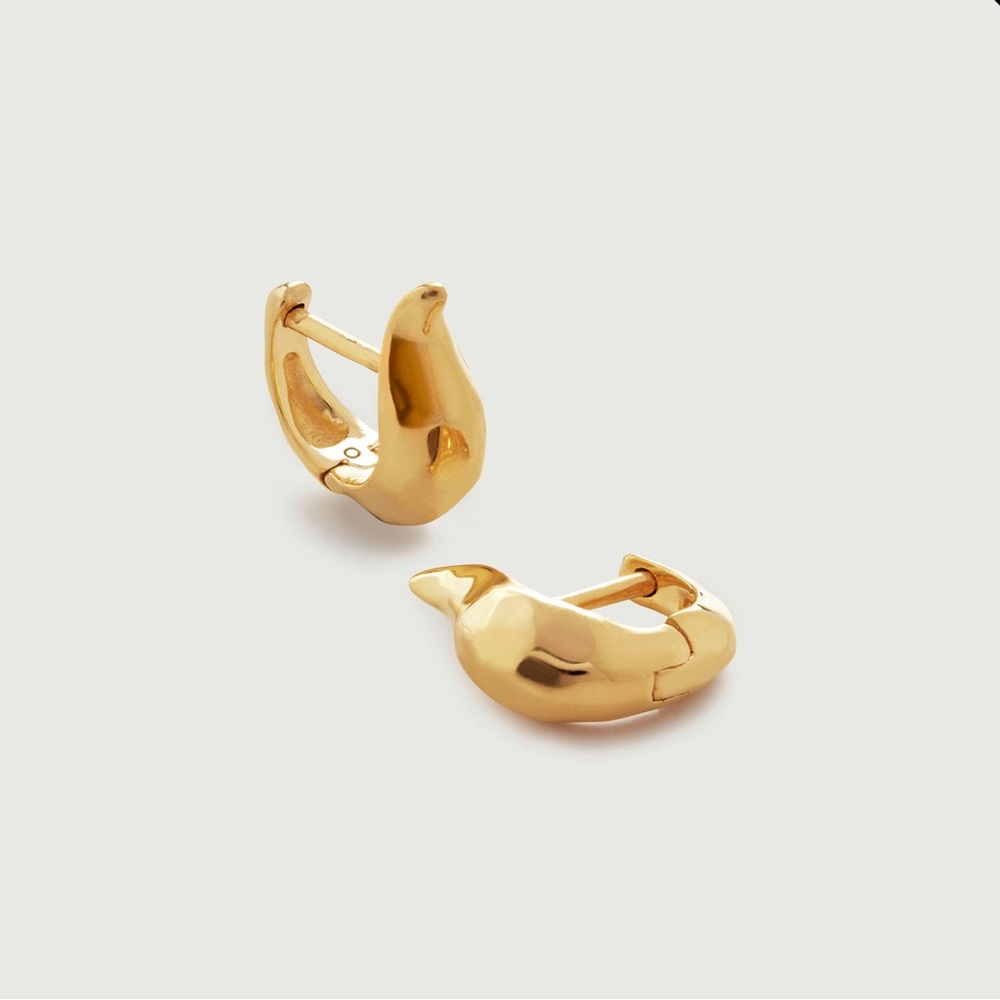 Monica Vinader Deia Lyre Huggie Earrings Gold Vermeil